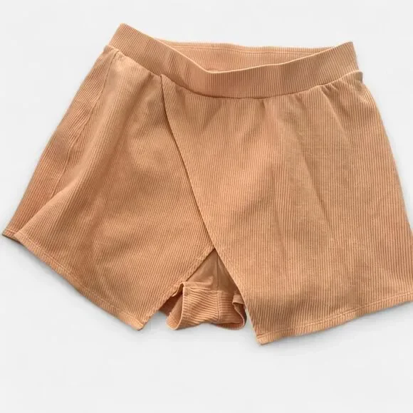 Free People peach orange ribbed mini skort size xs athleisure workout - Picture 2 of 5